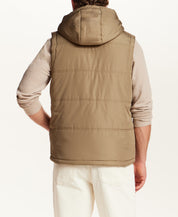 The Trailside Sherpa-Lined Hooded Vest in Elmwood Khaki