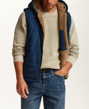 SHERPA LINED HOODED PUFFER VEST in INSIGNIA BLUE (F2670383WV)