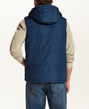 SHERPA LINED HOODED PUFFER VEST in INSIGNIA BLUE (F2670383WV)