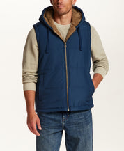 SHERPA LINED HOODED PUFFER VEST in INSIGNIA BLUE (F2670383WV)