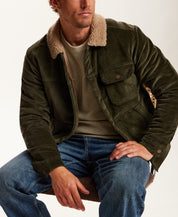 BERBER LINED CORD TRUCKER in FOREST NIGHT (F2670645WV)