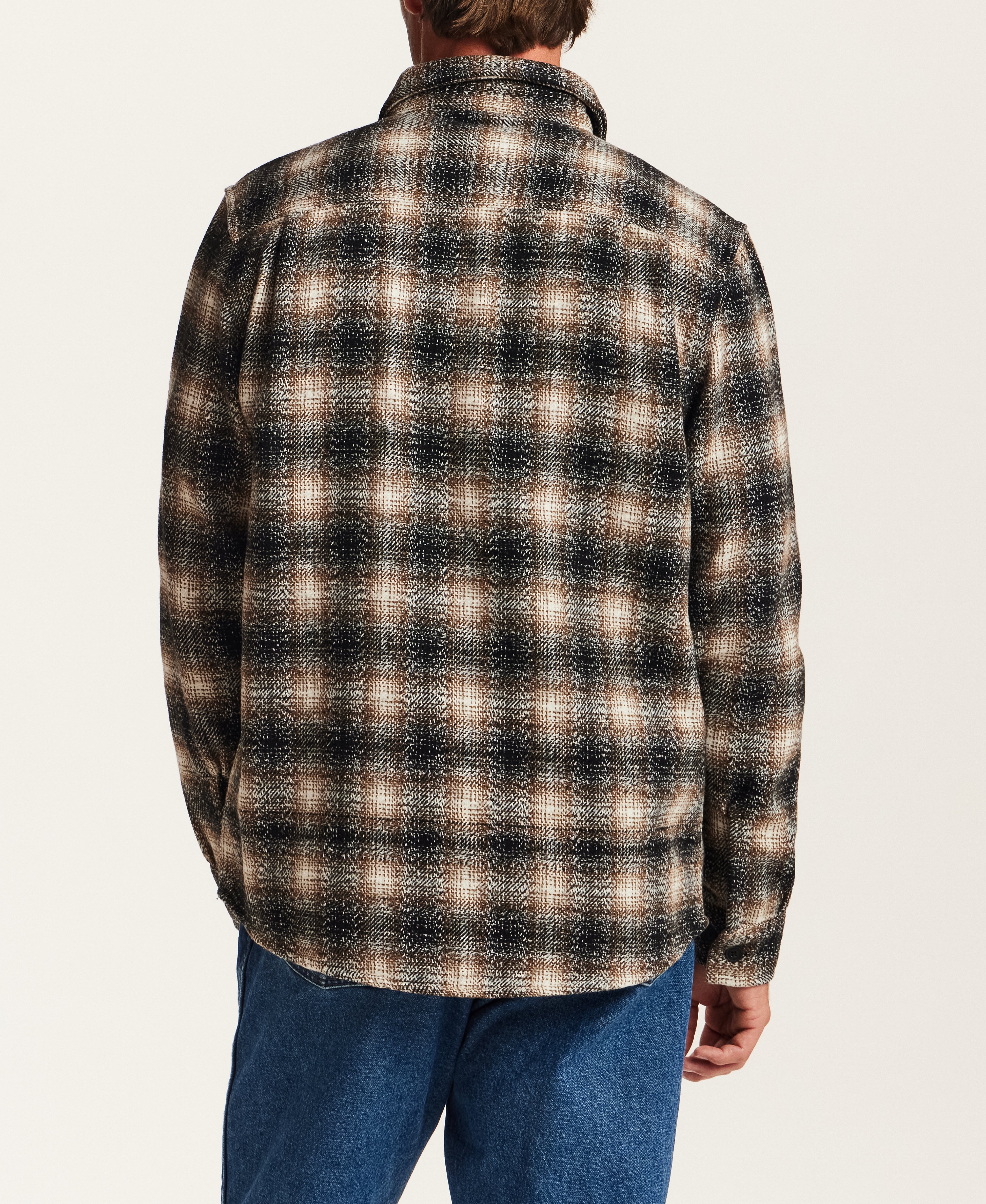 The Lodge Plaid Shirt Jacket in Mocha Black