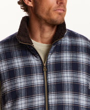 The Ridge Plaid Sherpa Vest in Nordic Navy