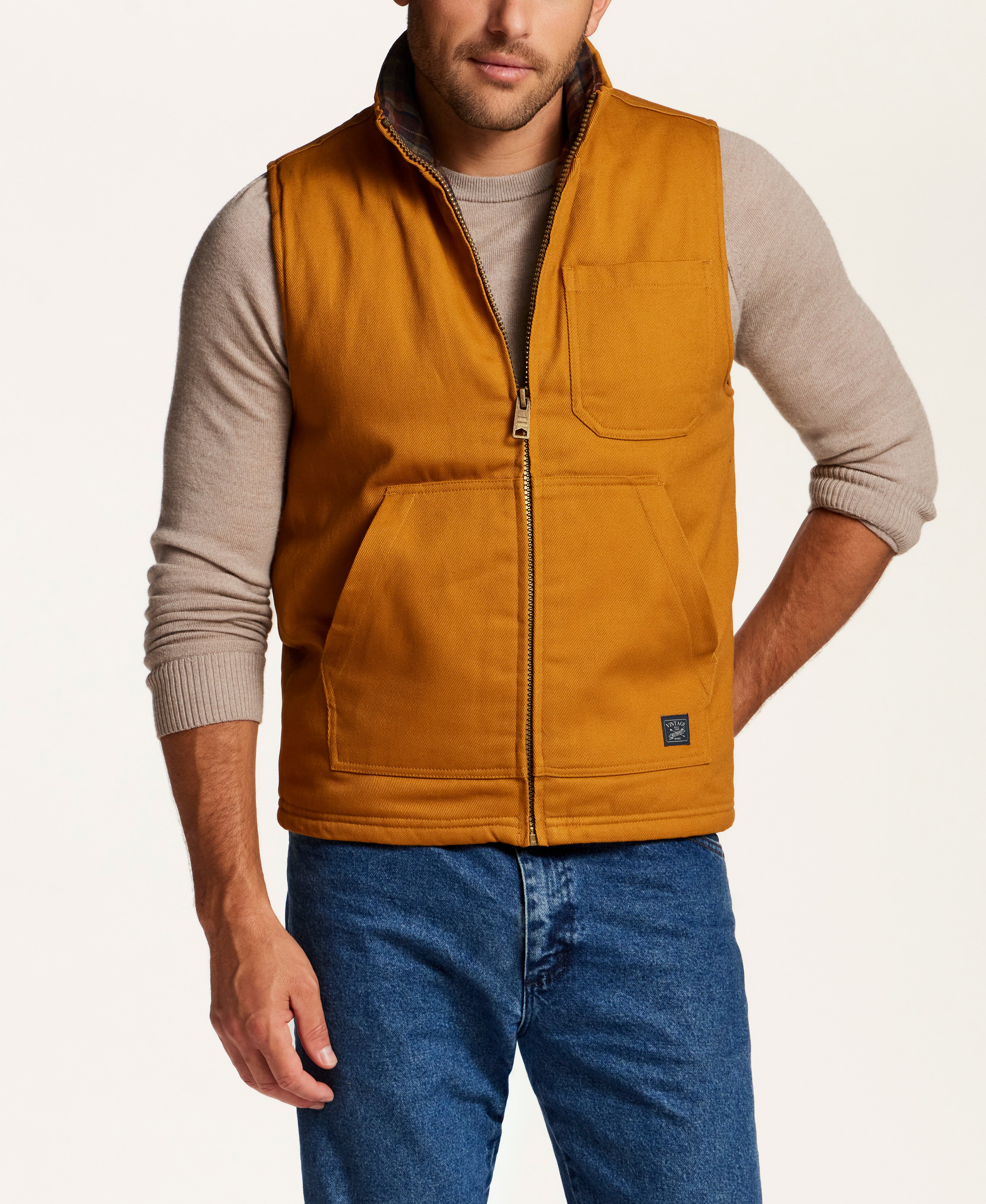 The Workshop Canvas Vest in Buckthorn Gold