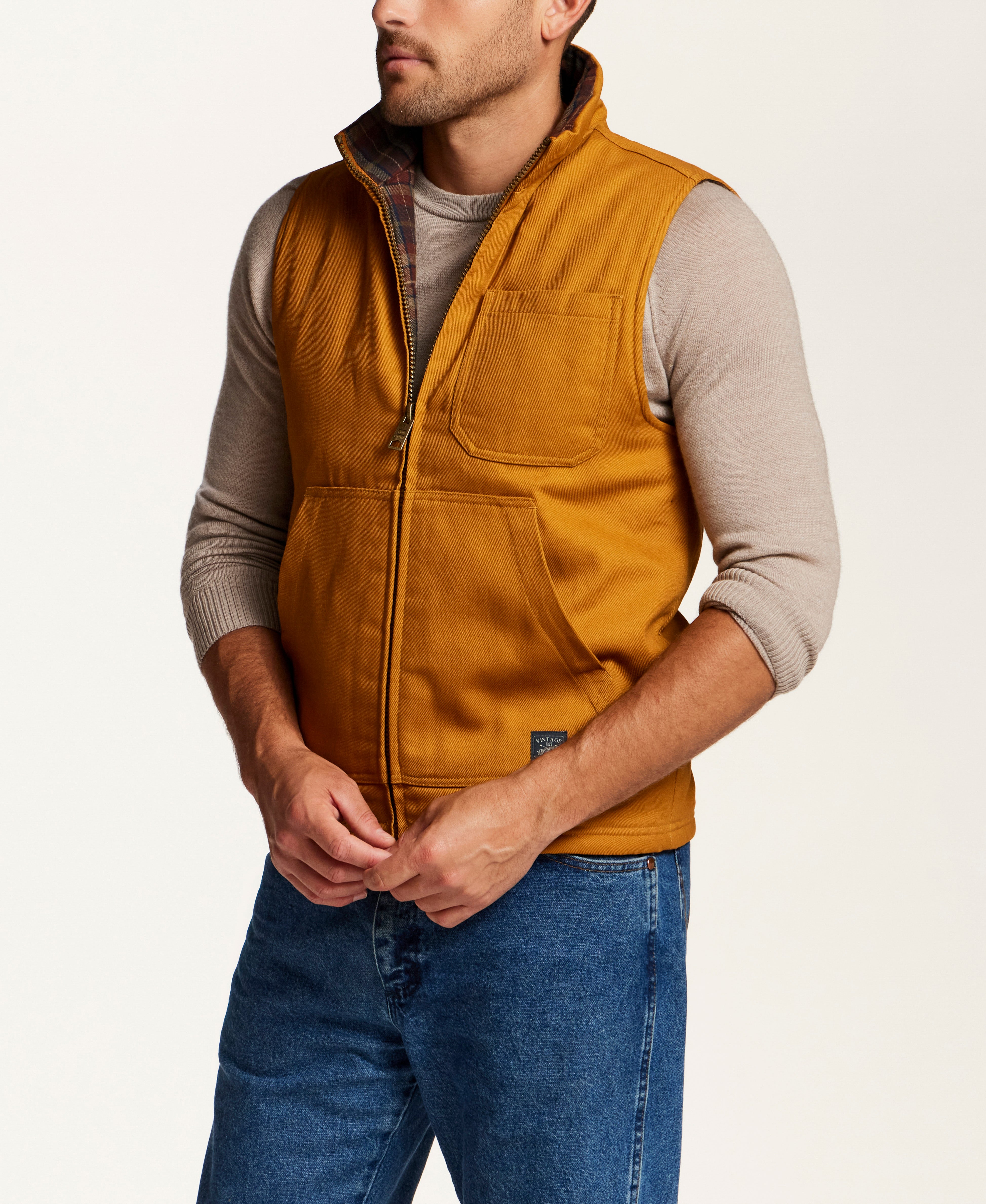 The Workshop Canvas Vest in Buckthorn Gold