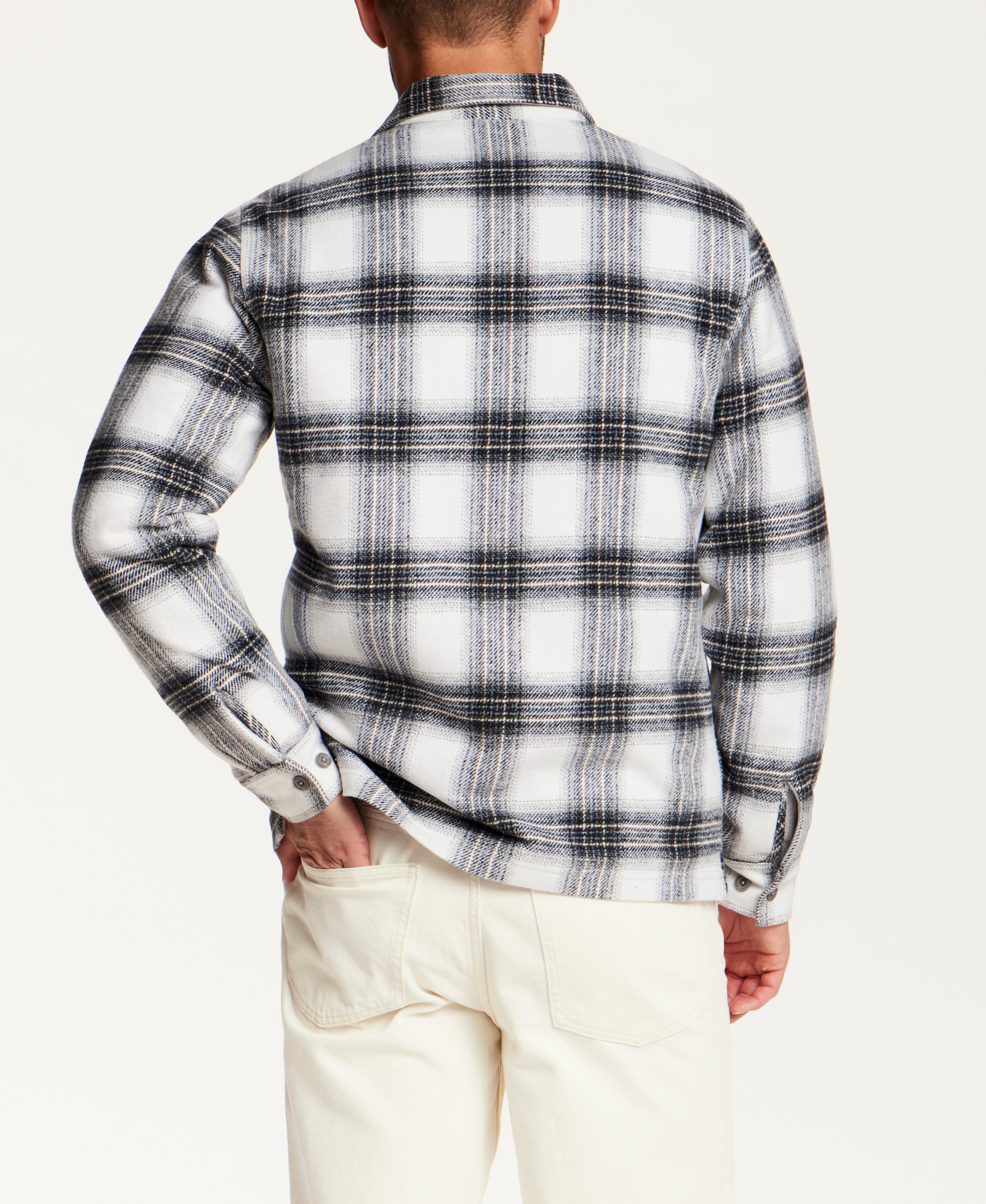 Faux Wool Utility Shirt Jacket in Blue Frost