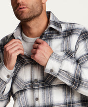 Faux Wool Utility Shirt Jacket in Blue Frost