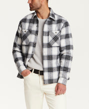 Faux Wool Utility Shirt Jacket in Blue Frost