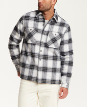 Faux Wool Utility Shirt Jacket in Blue Frost