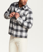 Faux Wool Utility Shirt Jacket in Blue Frost