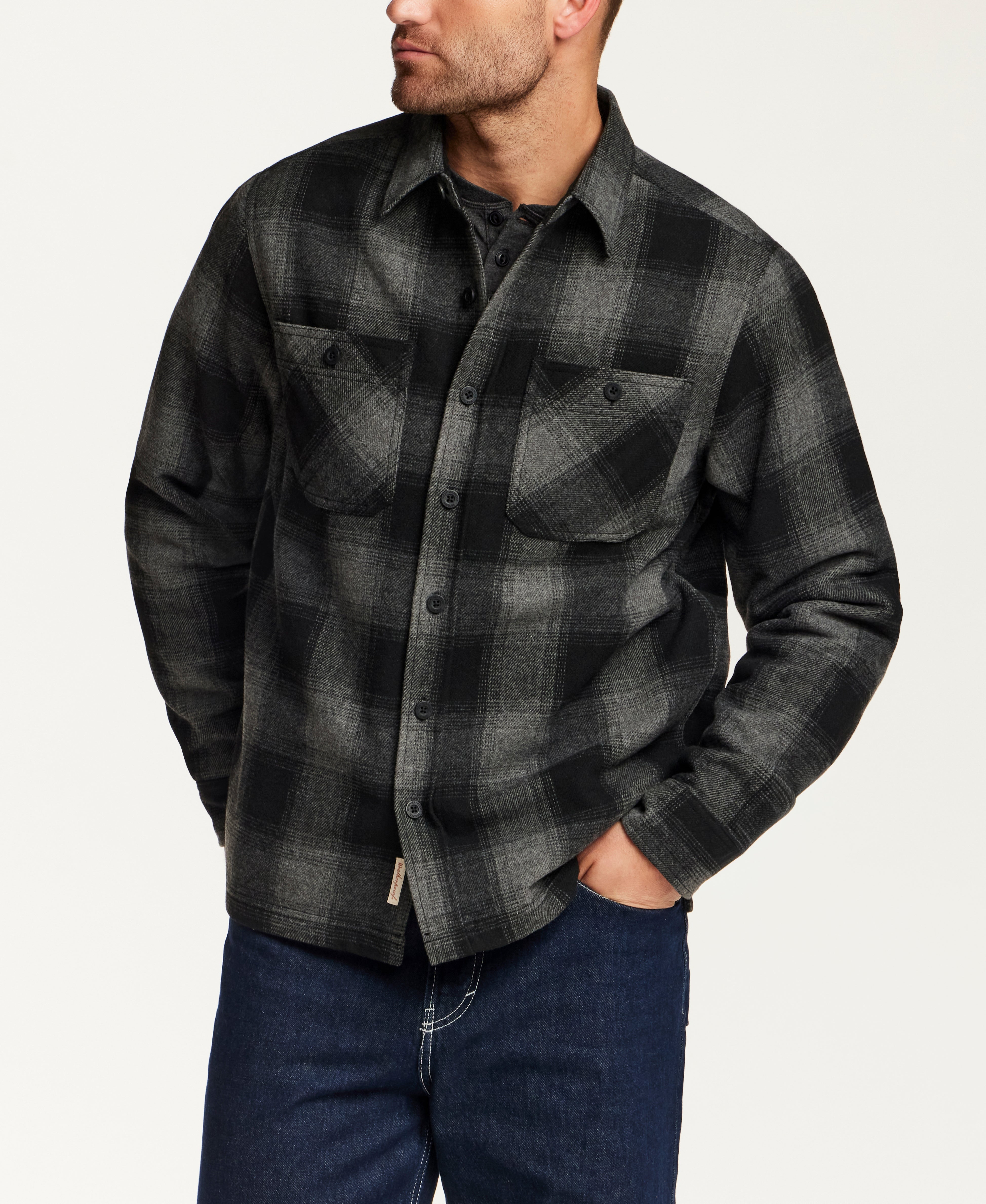 Faux Wool Utility Shirt Jacketing Phantom Night