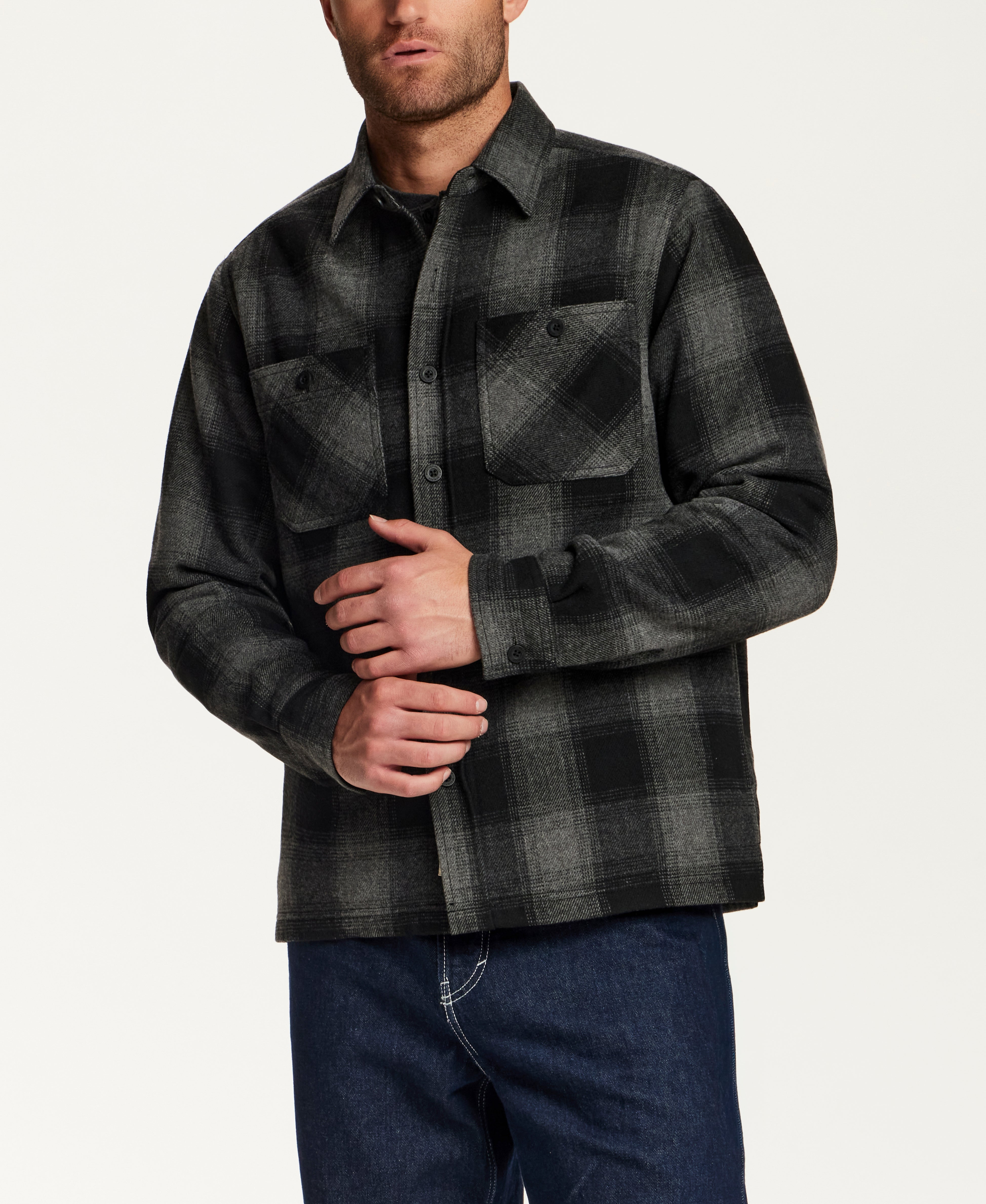 Faux Wool Utility Shirt Jacketing Phantom Night