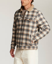 Berber-Lined Flannel Trucker Jacket in Wheat