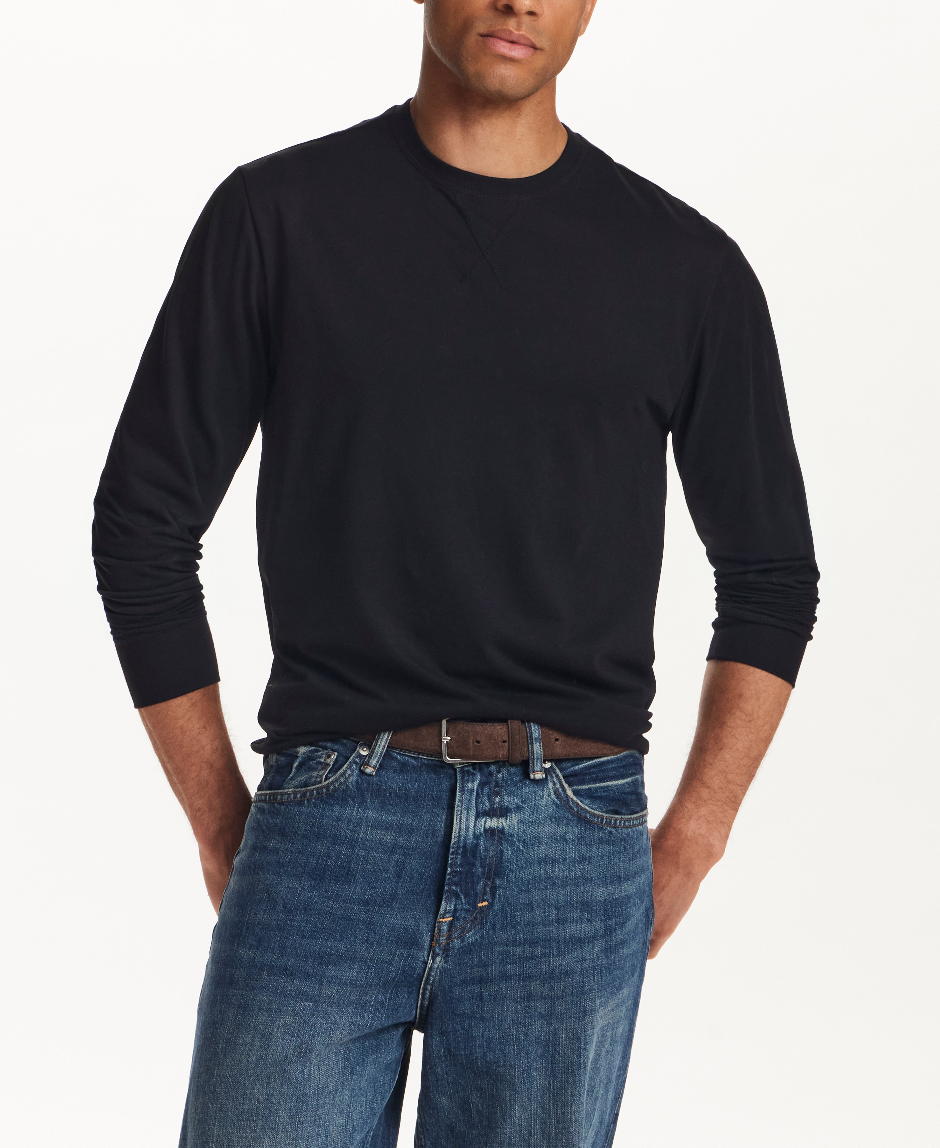 L/S BRUSHED JERSEY CREW in BLACK (F268059WV)