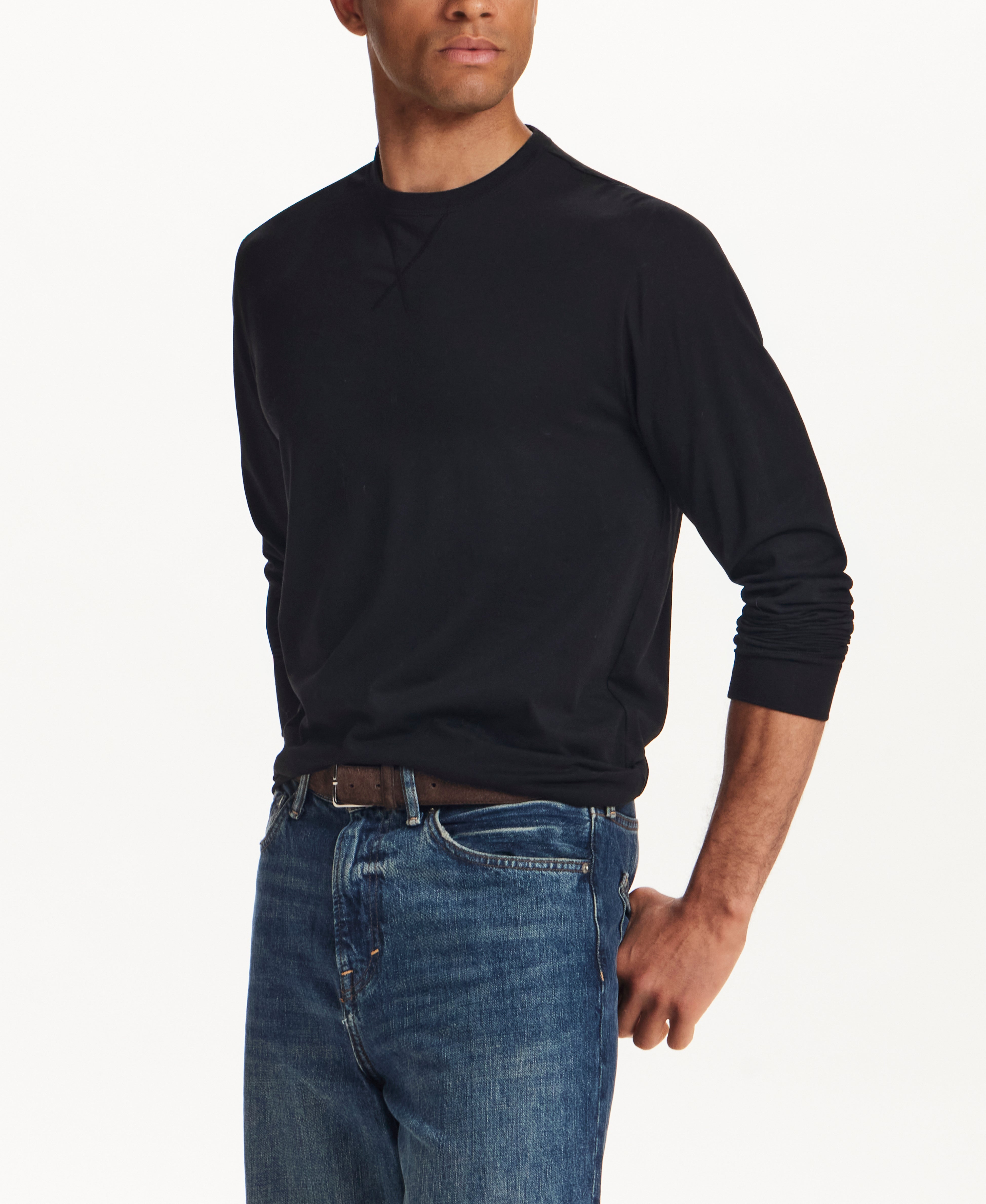 L/S BRUSHED JERSEY CREW in BLACK (F268059WV)