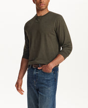Long Sleeve Brushed Jersey Crew in Forest Night Heather