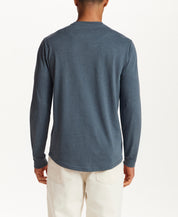 Long Sleeve Brushed Jersey Crew in Slate Blue Heather
