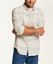 Brushed Horizontal Stripe Flannel Shirt in Vapor Grey