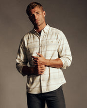 Brushed Horizontal Stripe Flannel Shirt in Vapor Grey