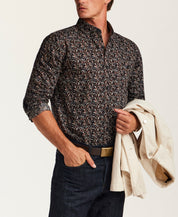 Floral Poplin Shirt in Dark Earth