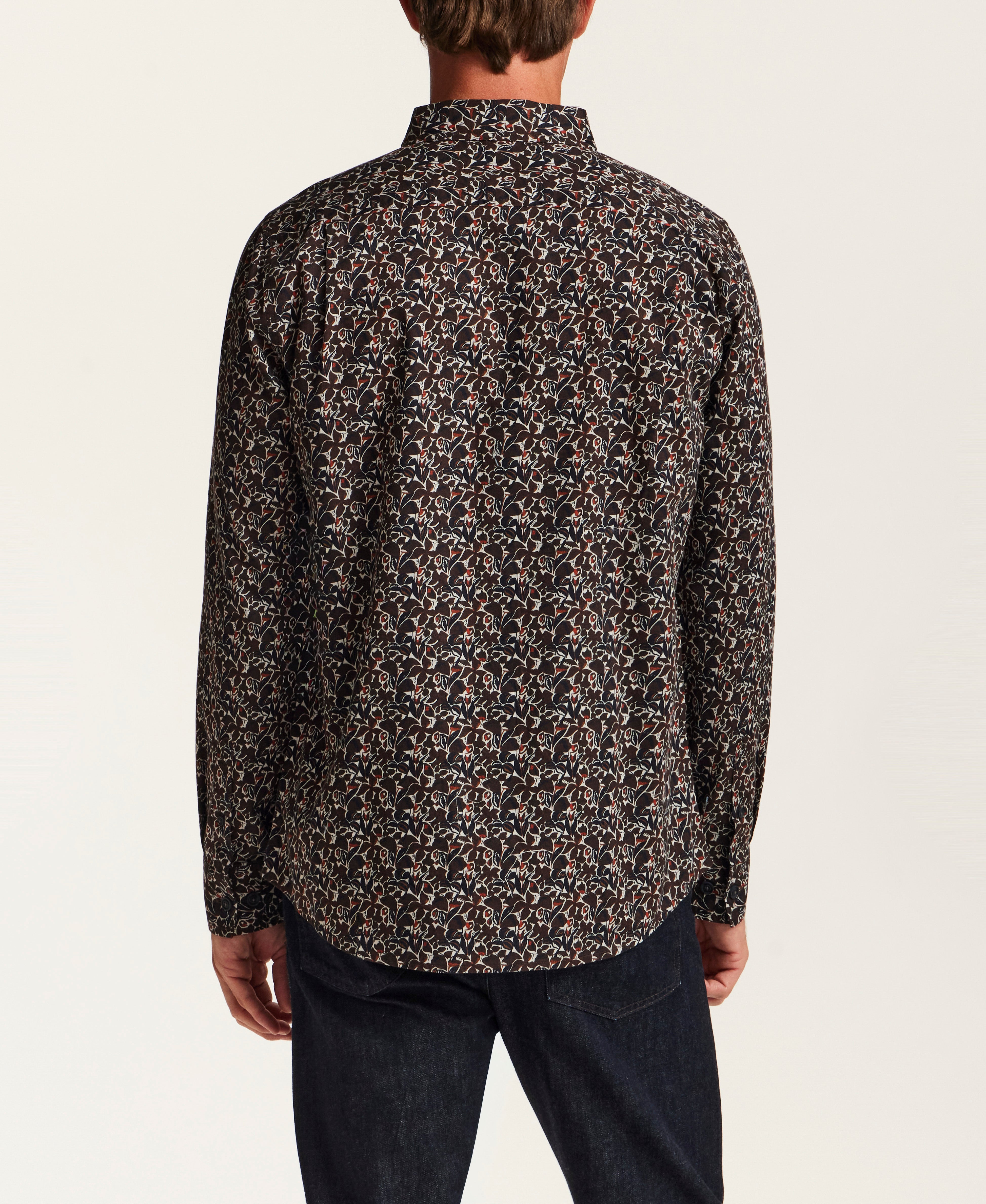 Floral Poplin Shirt in Dark Earth