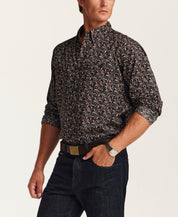 Floral Poplin Shirt in Dark Earth