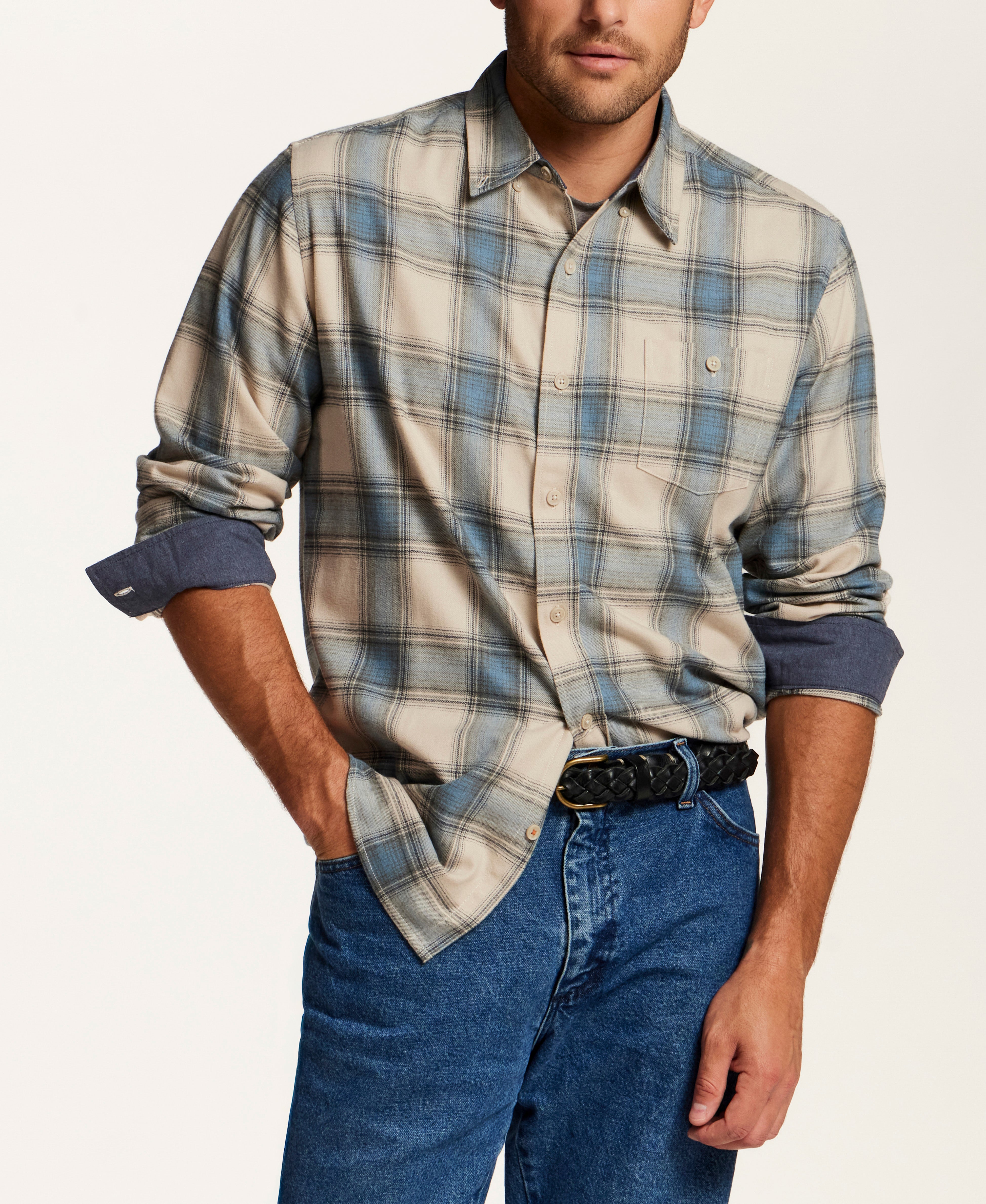 The Everyday Flannel in Blue Stone