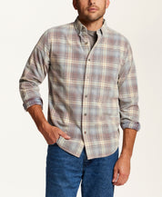 The Washed Cord Plaid Shirt in Brick Grey