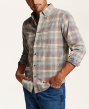 The Washed Cord Plaid Shirt in Brick Grey
