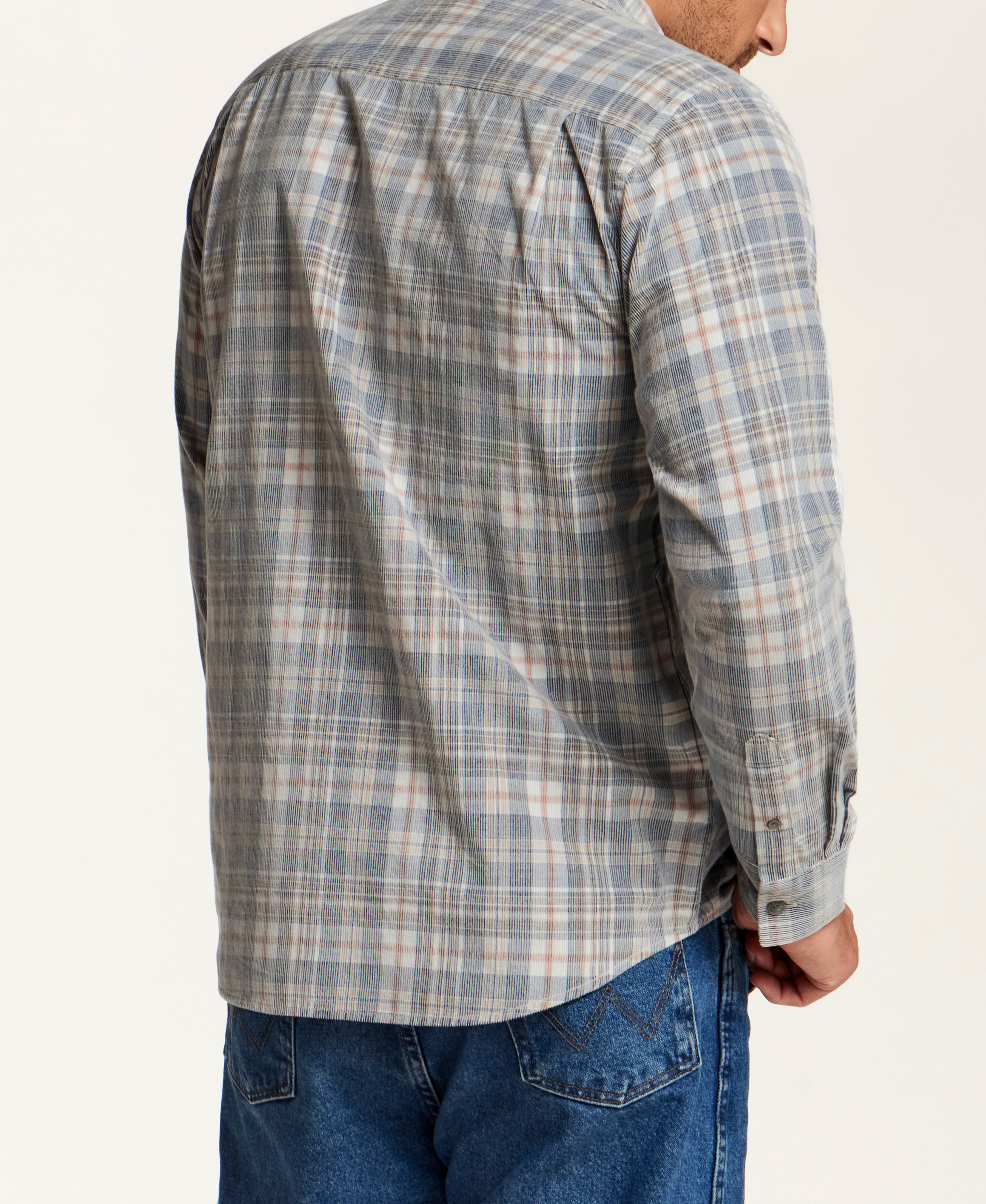 The Washed Cord Plaid Shirt in Tradewinds