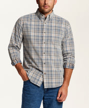 The Washed Cord Plaid Shirt in Tradewinds
