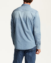 Washed Western Denim Shirt in Placid Blue