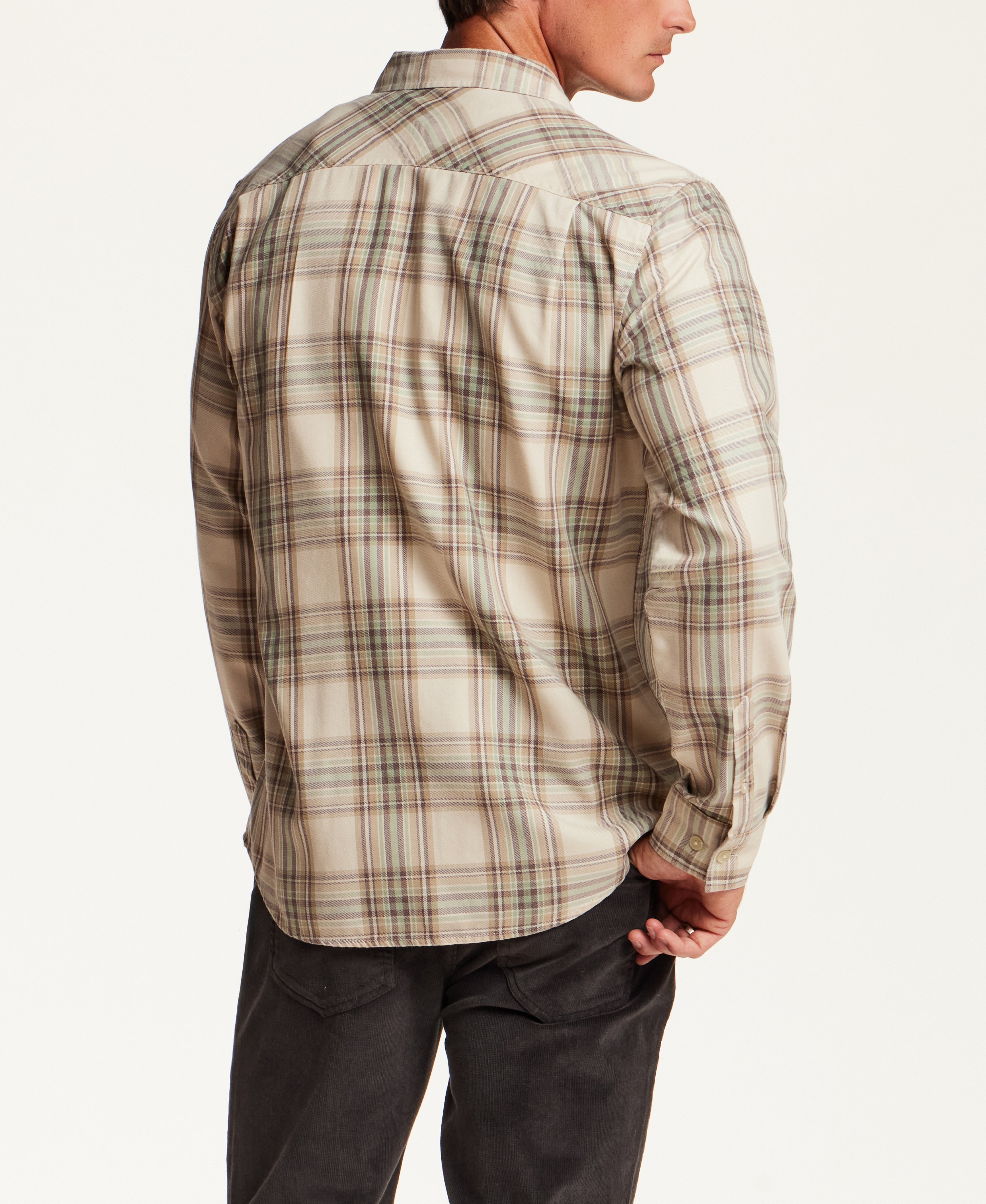Burnout Shadow Plaid Shirt in Angora