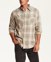 Burnout Shadow Plaid Shirt in Angora