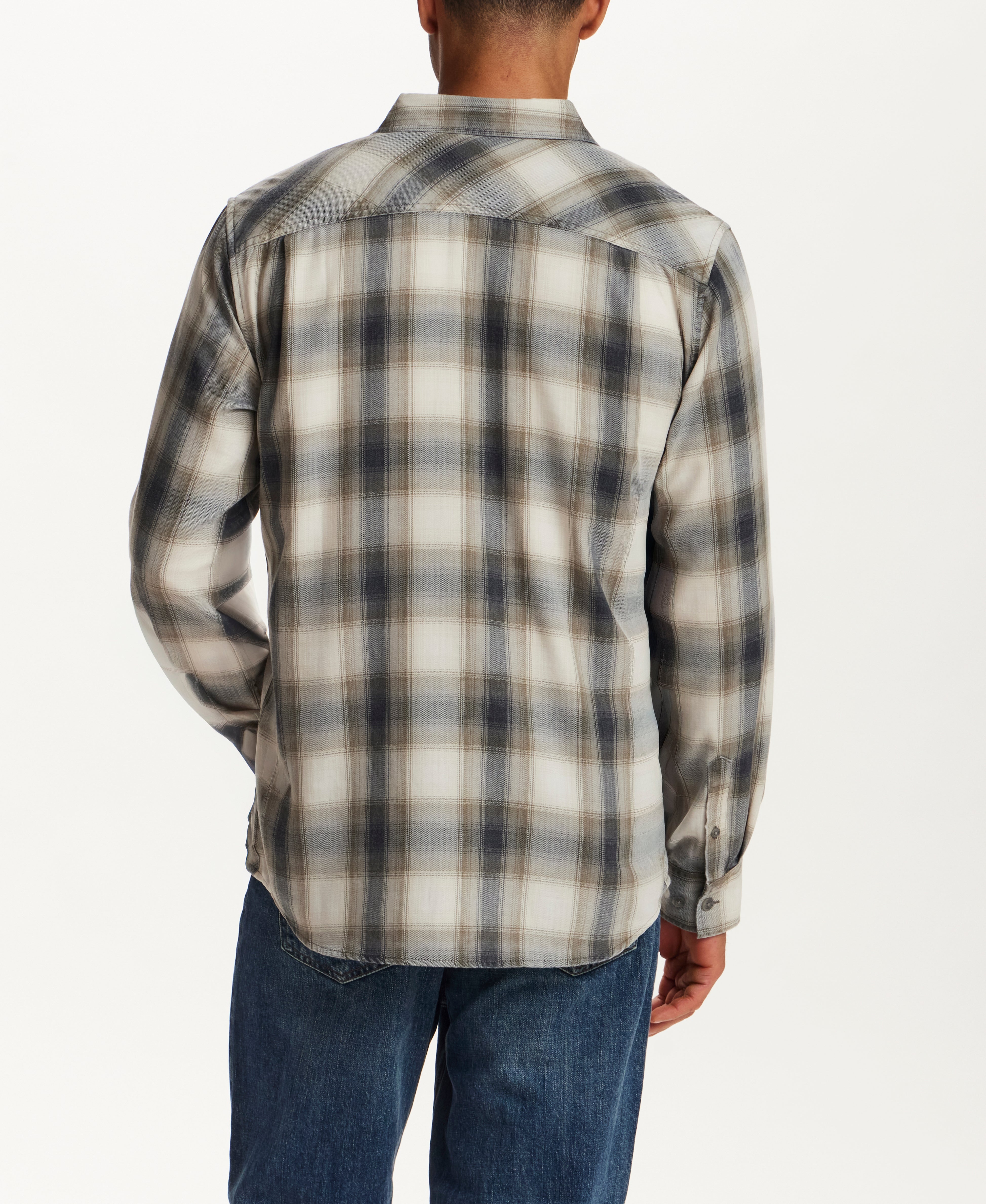 L/S BURNOUT FLANNEL in SMOKED PEARL (F2685762WV)