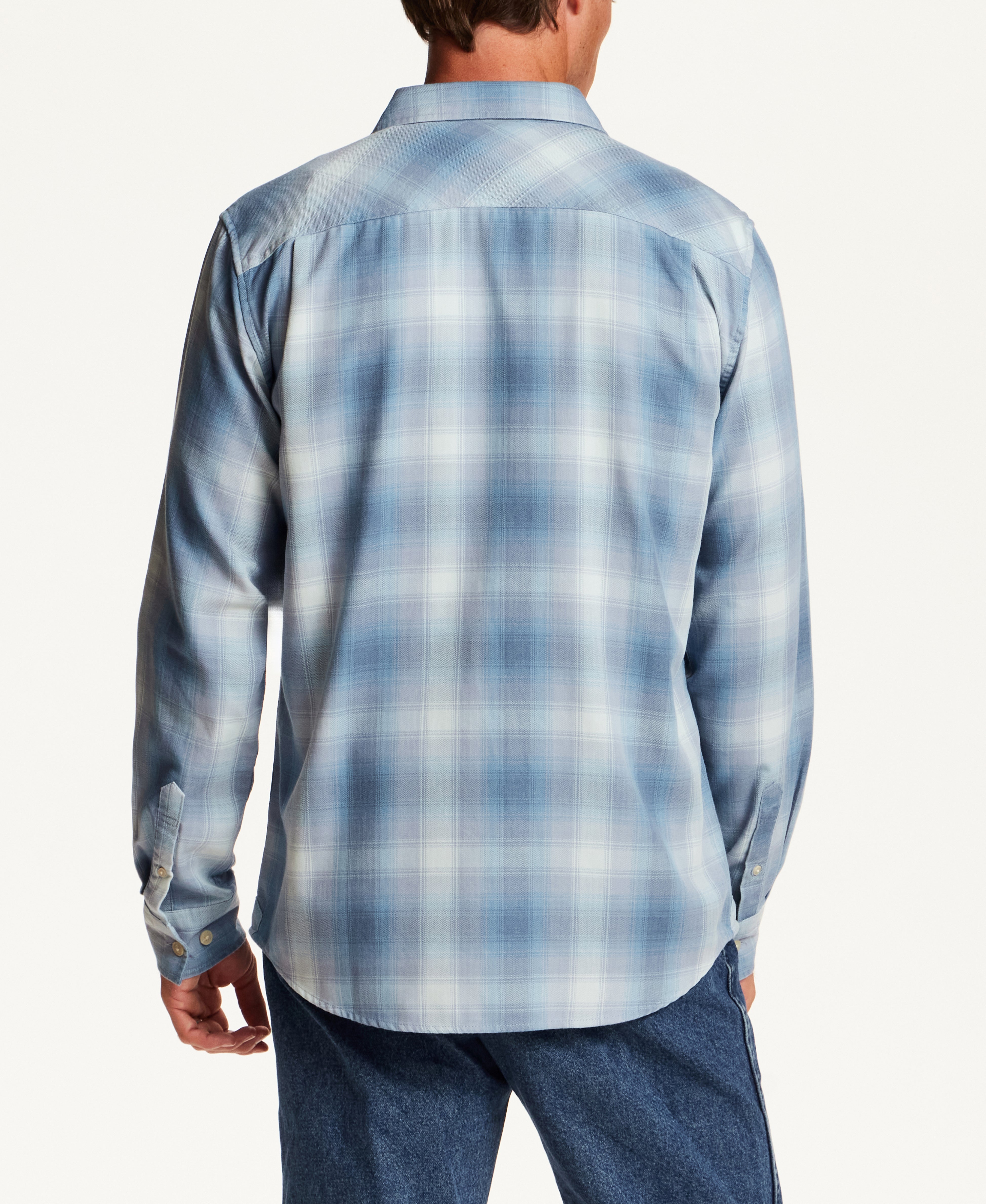 L/S BURNOUT FLANNEL in STONE BLUE (F2685762WV)