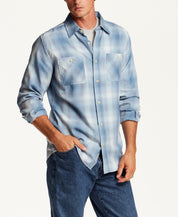 L/S BURNOUT FLANNEL in STONE BLUE (F2685762WV)