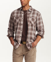 Burnout Shadow Plaid Shirt in Toasted Barley