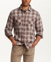 Burnout Shadow Plaid Shirt in Toasted Barley