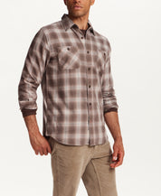 Burnout Shadow Plaid Shirt in Toasted Barley