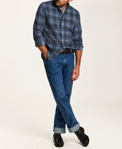The Brocade Cord Plaid Shirt in Blue Depths