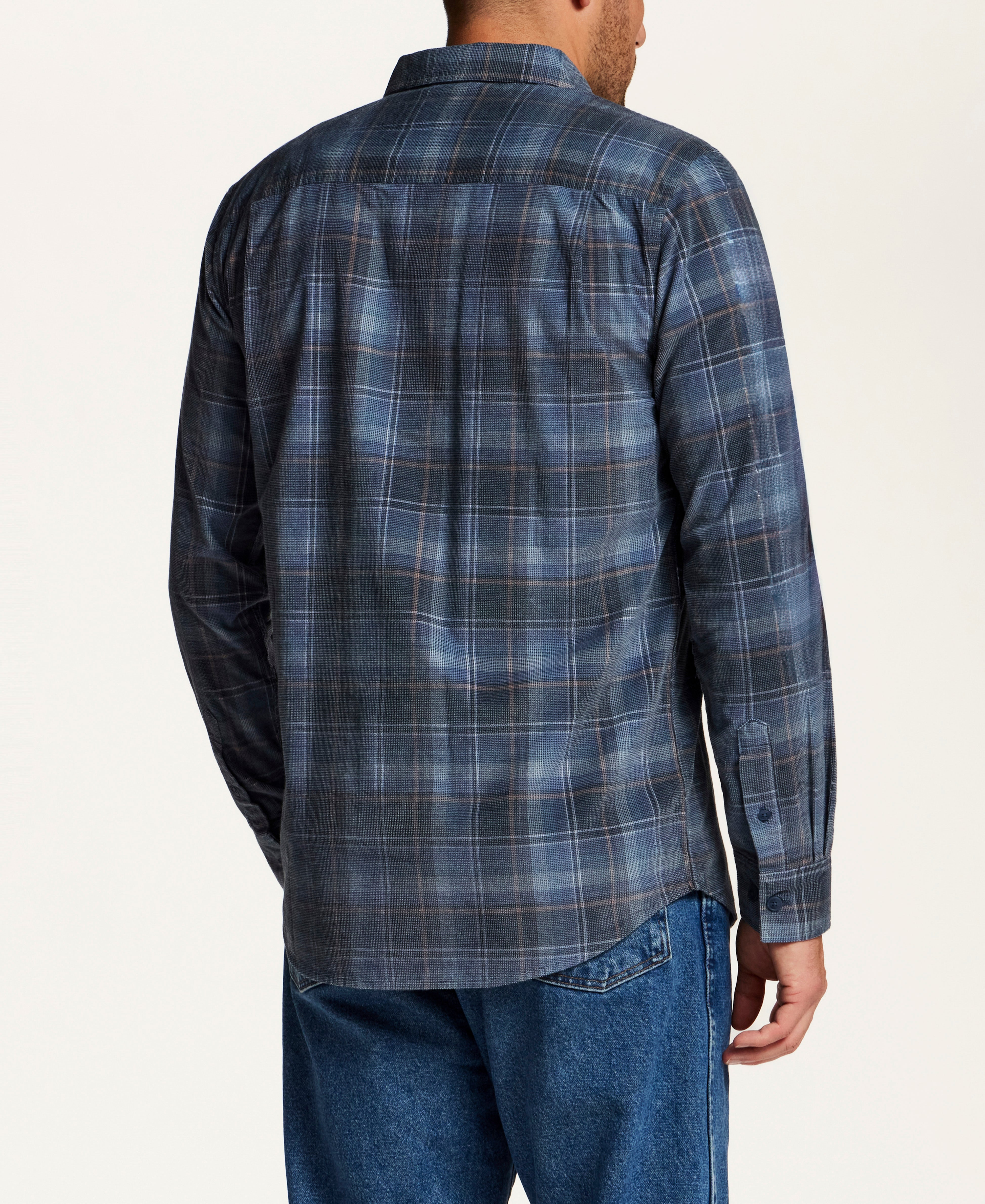 The Brocade Cord Plaid Shirt in Blue Depths