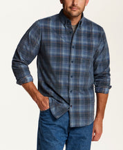 The Brocade Cord Plaid Shirt in Blue Depths