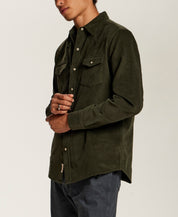 Western Corduroy Snap Shirt in Forest Night