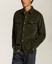 Western Corduroy Snap Shirt in Forest Night