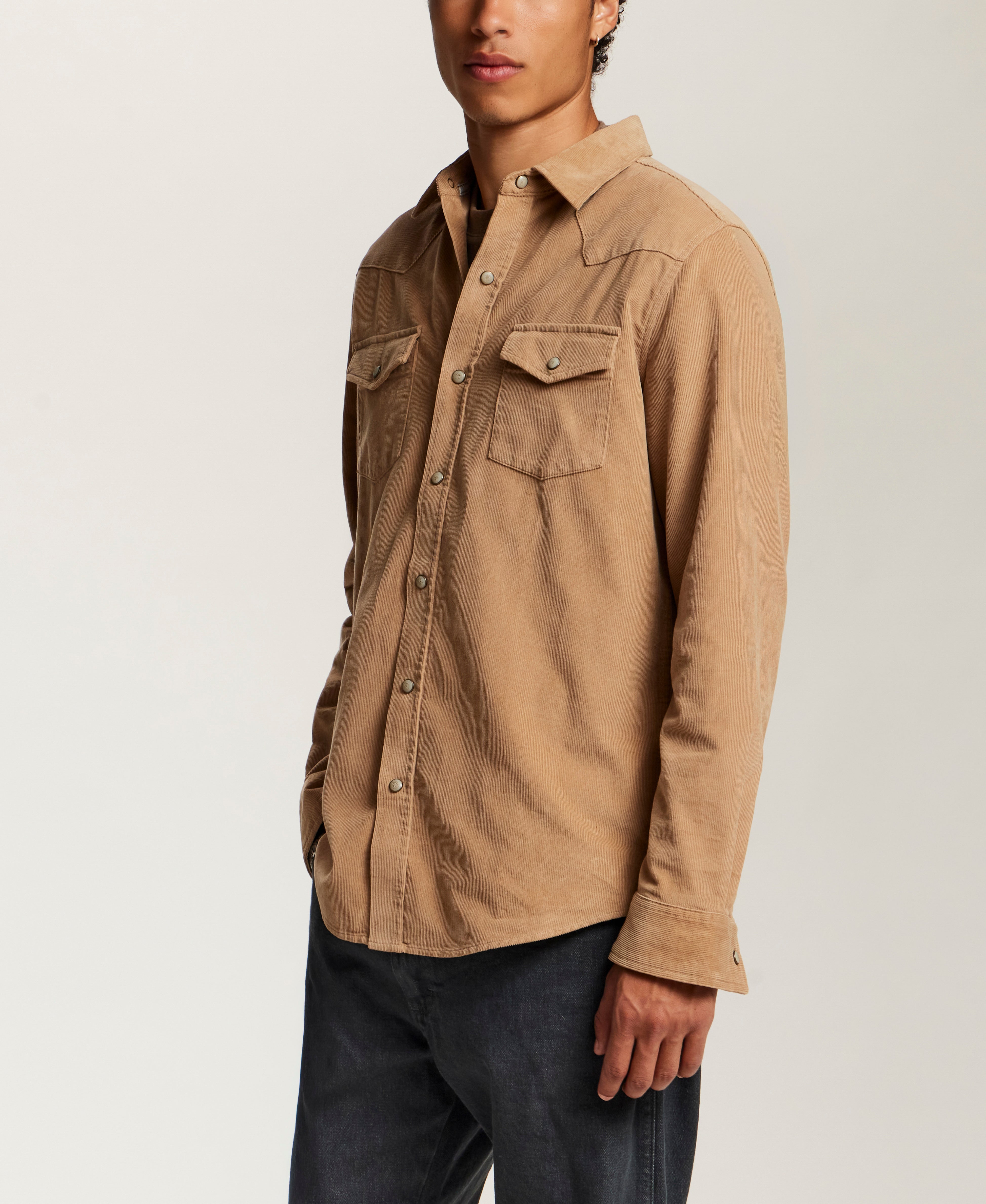 Western Corduroy Snap Shirt in Tan