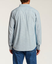 FAUX LINEN CHAMBRAY SHIRT in BLUE SHADOW (F2685884WV)