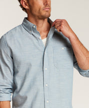 FAUX LINEN CHAMBRAY SHIRT in BLUE SHADOW (F2685884WV)