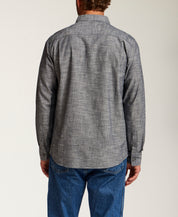 Long Sleeve Chambray Button-Down in Midnight Navy
