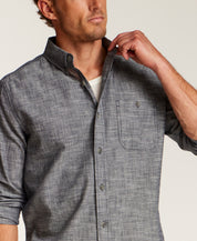 Long Sleeve Chambray Button-Down in Midnight Navy